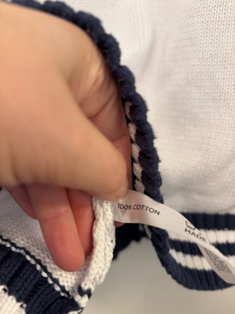 Tuckernuck White and Navy cotton Varsity Freya Cardigan sweater Nautical $198 - Picture 5 of 5